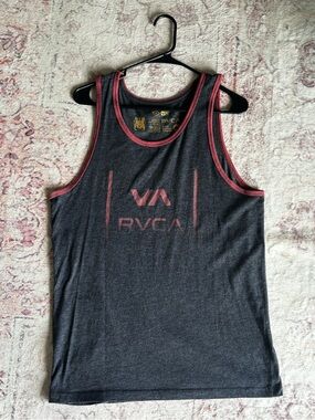 RVCA Men’s Medium Grey and Red Tank